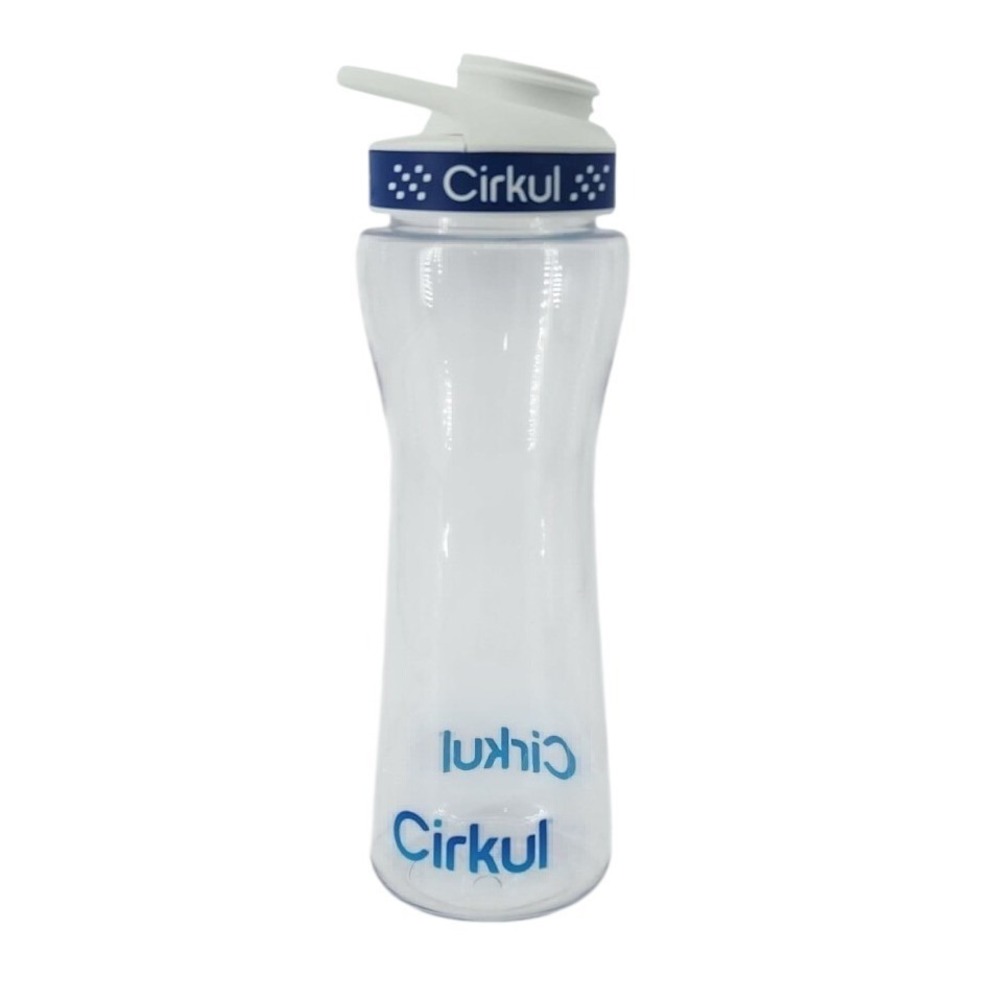 Cirkul 22oz Clear Blue Plastic Water Bottle Flip Top Lid Reusable Gym Hydration